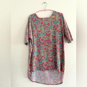 LulaRoe Multicolored Symbols  Simply Comfortable Short Sleeve Tunic Top Size XL